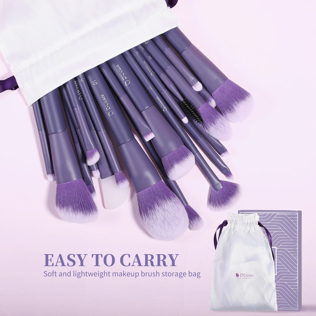 DUcare Purple - Set de 20 Pinceaux Professionnel avec Sac de Rangement
