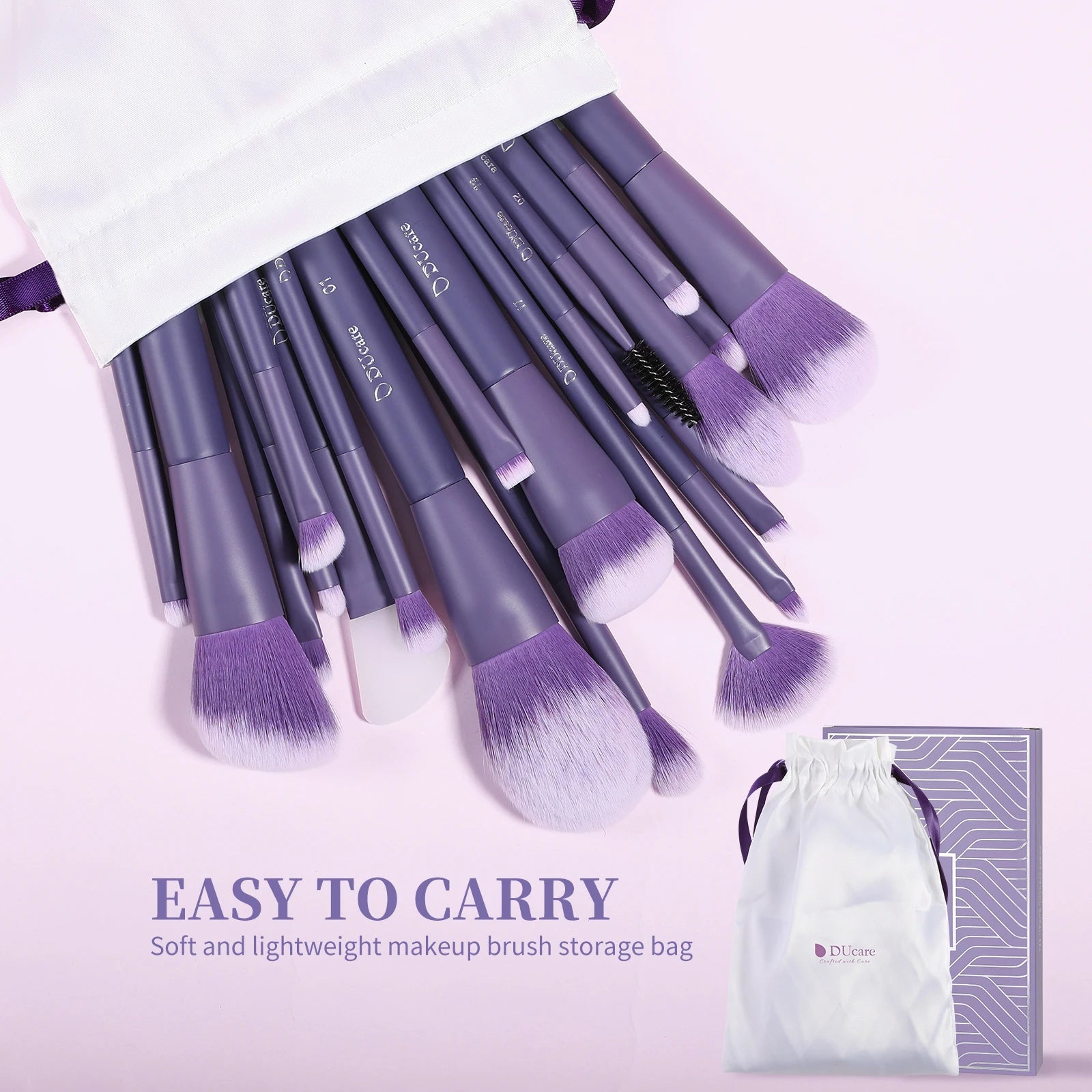 DUcare Purple - Set de 20 Pinceaux Professionnel avec Sac de Rangement